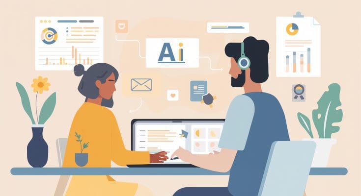 Beginner using AI tools with a simple interface for online work
