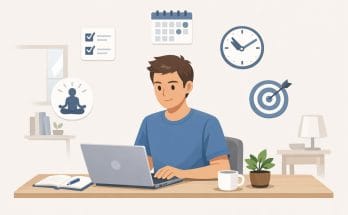 beginner working online using simple productivity tools to stay organized and focused