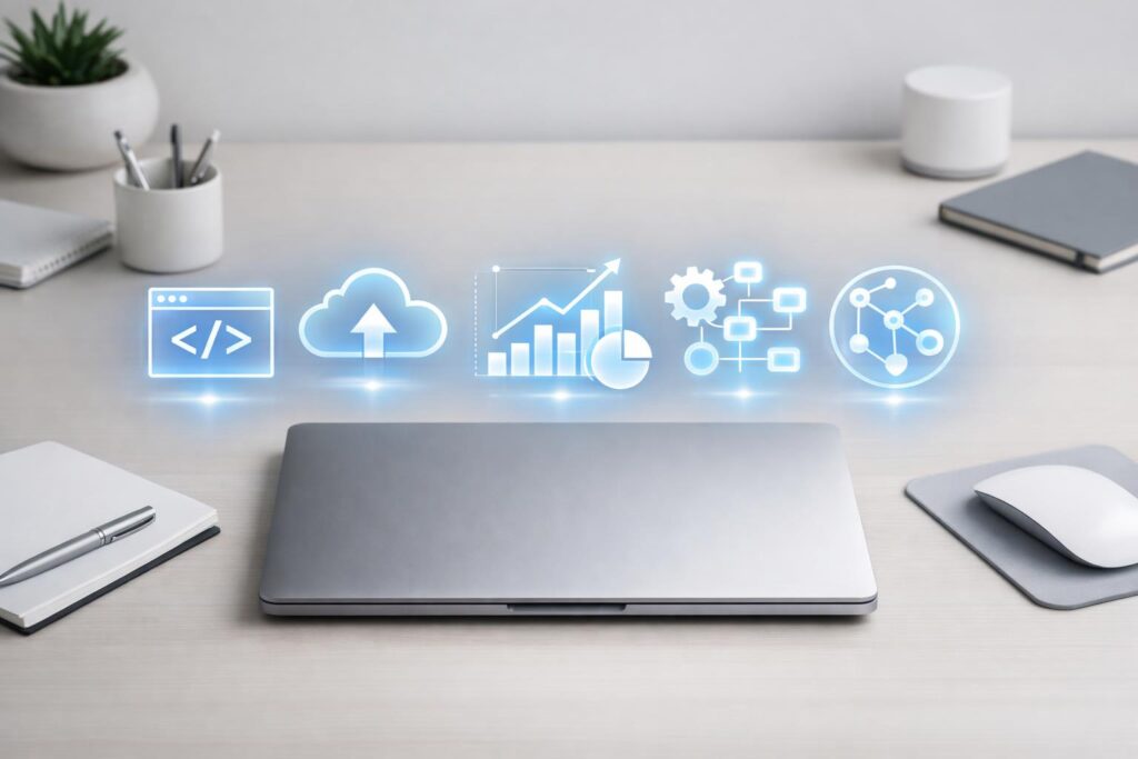 framework illustration of business strategy supported by digital technology systems
