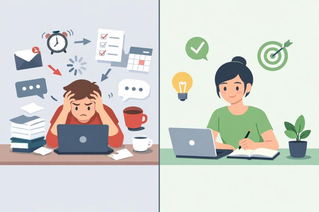 difference between being busy and being productive in online work for beginners