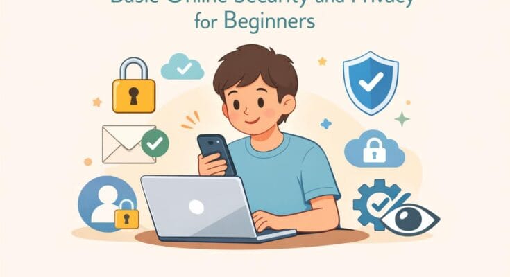 Basic online security and privacy tools explained for beginners using simple visuals