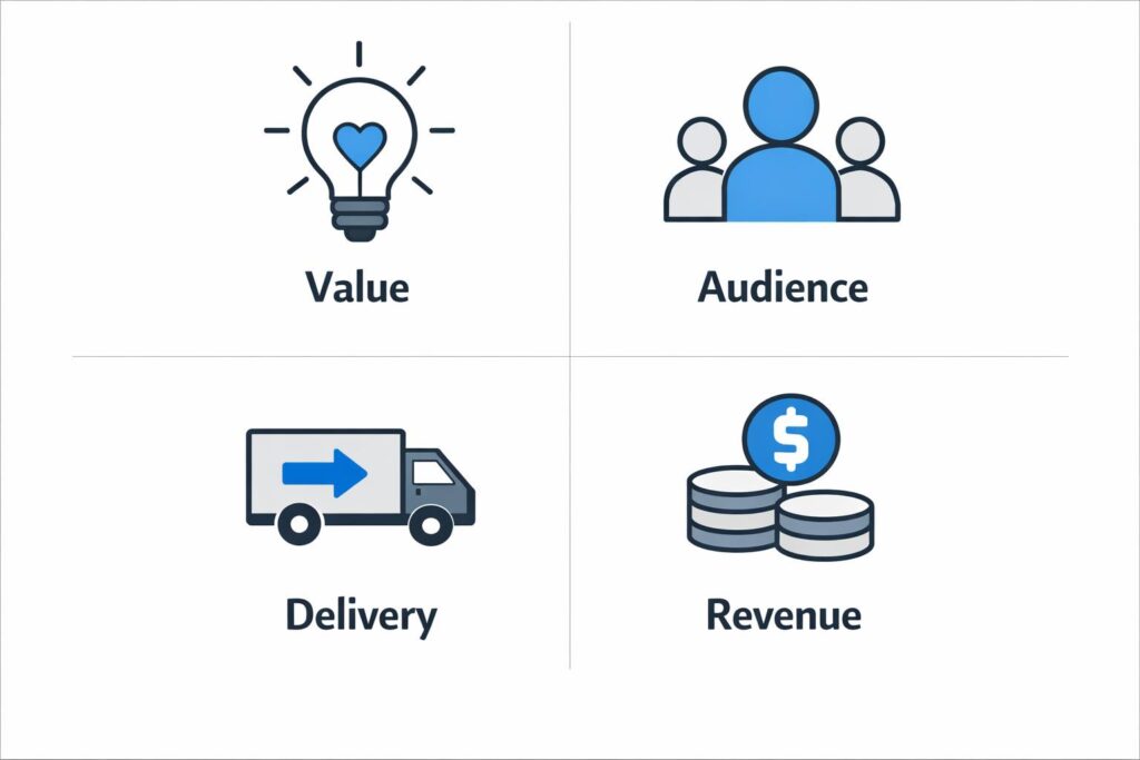 Main components of an online business model explained visually