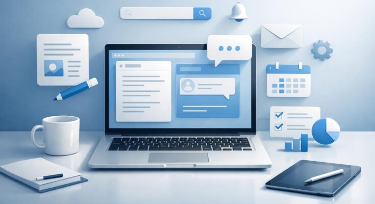 beginner digital skills without coding concept illustration