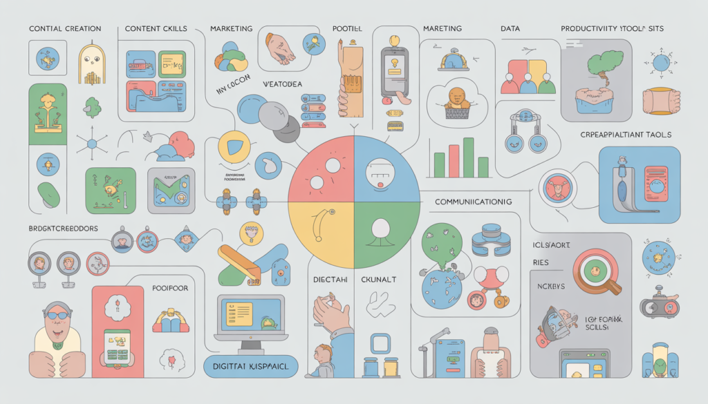 types of digital skills infographic illustration