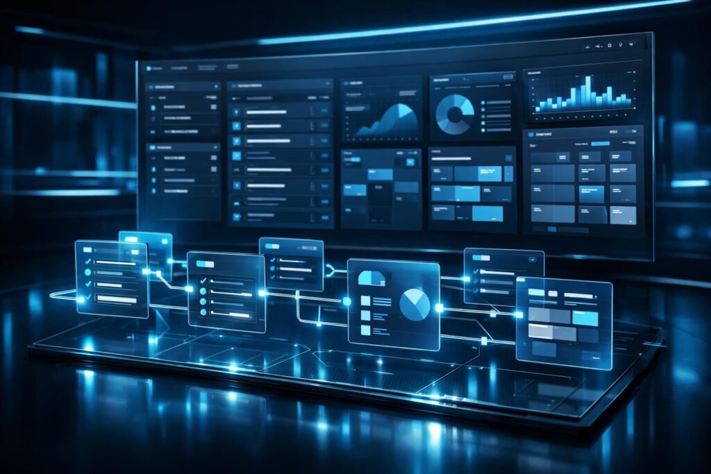advanced workflow management system with digital productivity organization panels